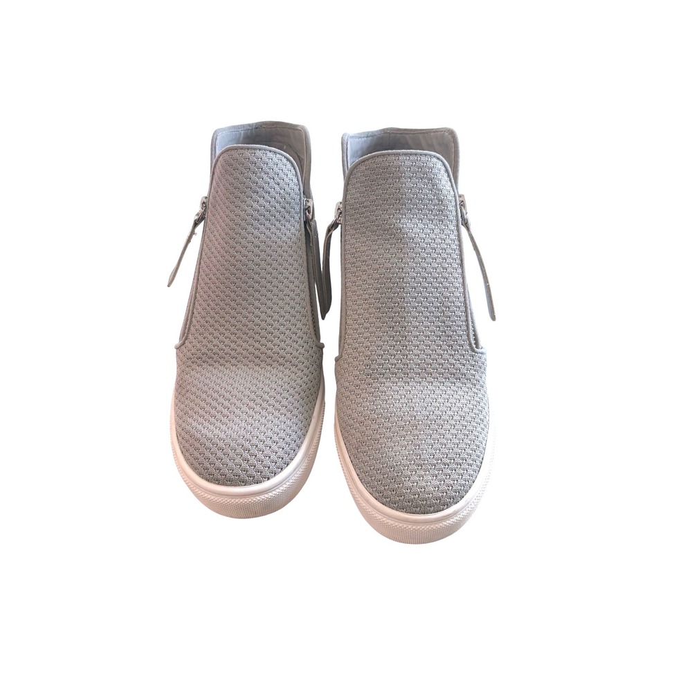 Steve Madden Womens Grey Wedge Sneakers Zipper Casual Fashion‎ Shoes Sz 9 - Picture 2 of 4